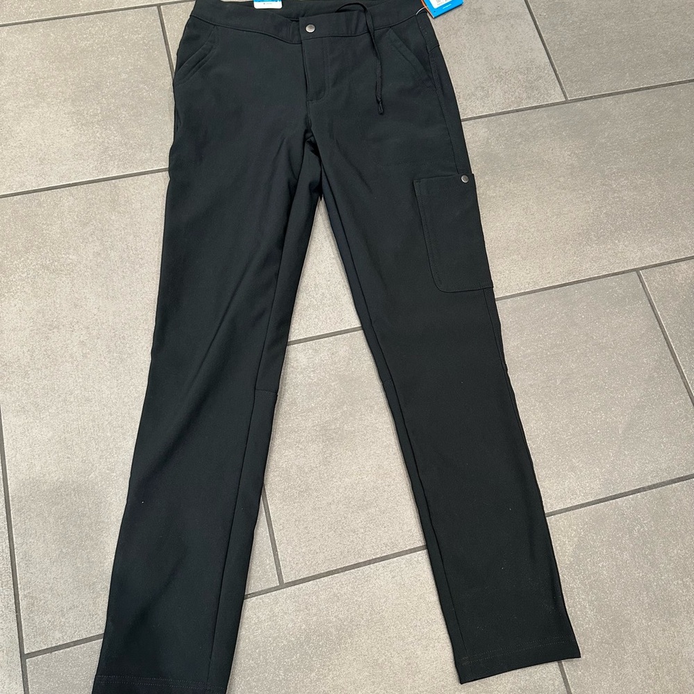 Black Omnishade Straight Leg Pants with Structured Fabric